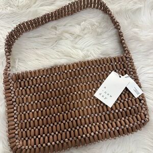 A New Day Brown Beaded Shoulder Bag tiny flaw in beading pictured